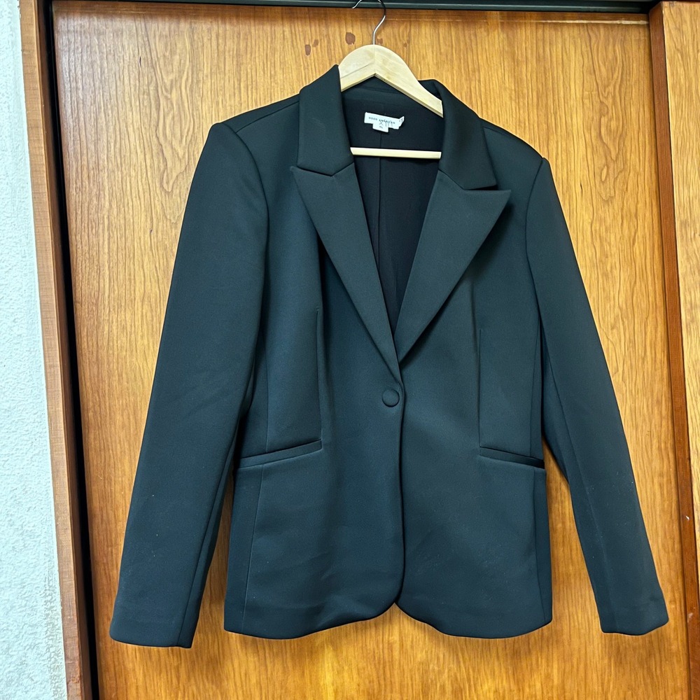 Good American Black Scuba Single Button Blazer Jacket Zip Cuffs Womens‎ XL LKNW - Picture 7 of 16